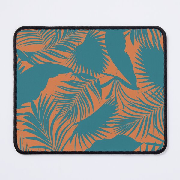 Item preview, Dark Green Tropical Jungle Leaves Pattern Design, Orange Background designed and sold by antevasinart.