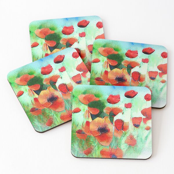 Item preview, Pretty Watercolor Flowers field of Poppies designed and sold by CattlettArt.