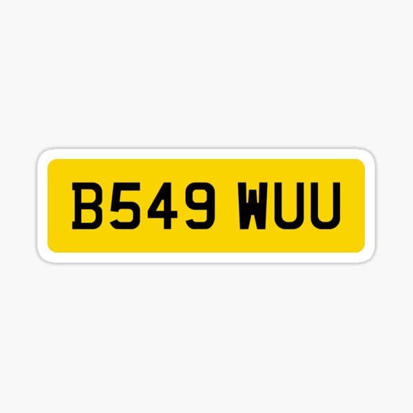 Number Plate - B549 WUU Sticker