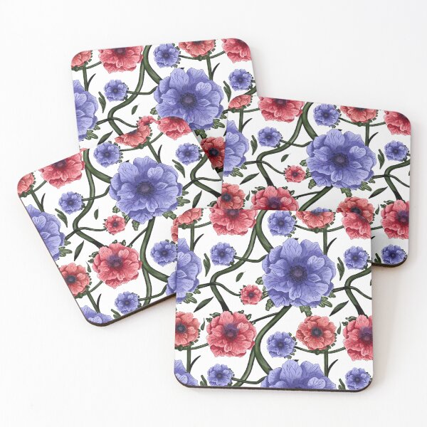 Item preview, Purple and Red Anemone Flowers: White Background  designed and sold by Jessiemay-arts.