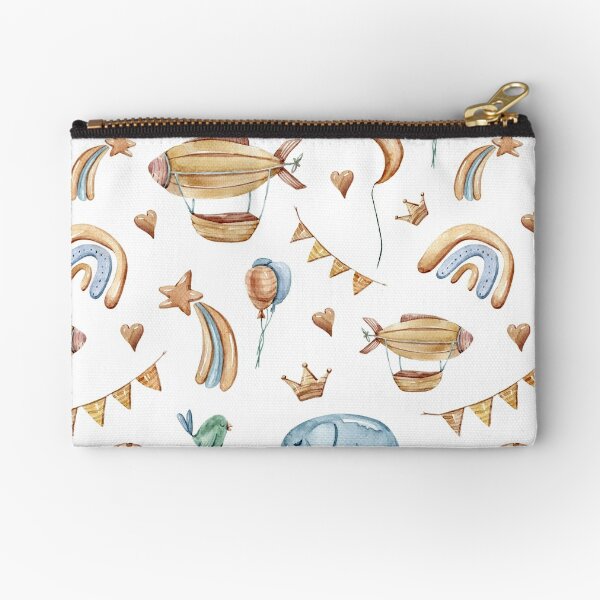 Watercolor hand painted cute rainbow and balloon illustration Zipper Pouch