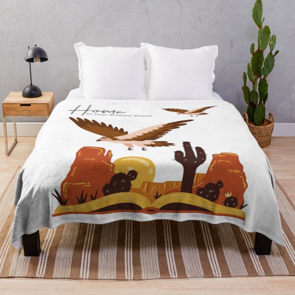 Item preview, Home is our Happy Place - book lover - Desert in book with cactus, a sun, and eagles designed and sold by Mechanical-Artt.