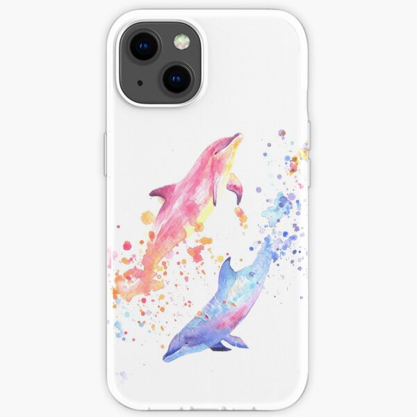 Dauphins à l'aquarelle Coque souple iPhone