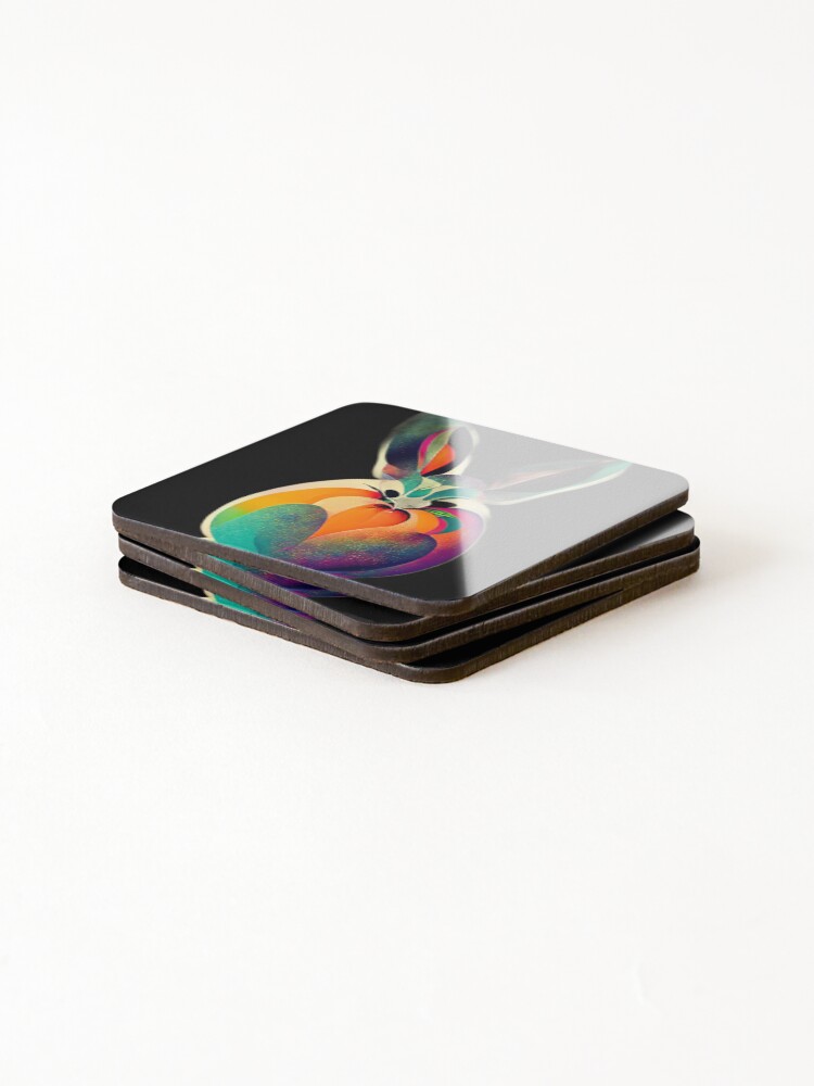 Thumbnail 4 of 5, Coasters (Set of 4), Psychedelic Rabbit designed and sold by selfreference2.