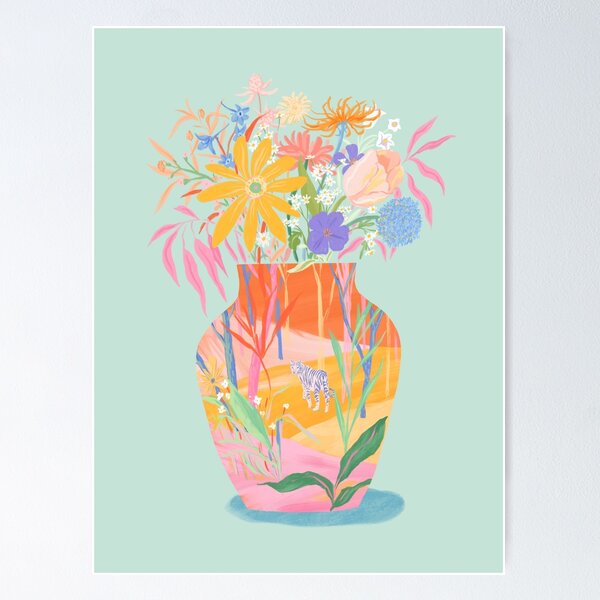 "Whimsical Flower Vase" Poster for Sale by SunLee Art Redbubble