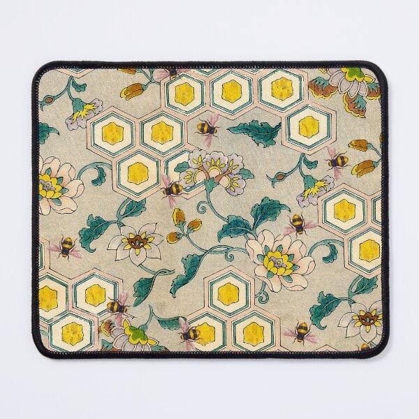 Item preview, HONEY BEES ,BEEHIVES AND SPRING FLOWERS Beekeeping Floral Pattern designed and sold by BulganLumini.