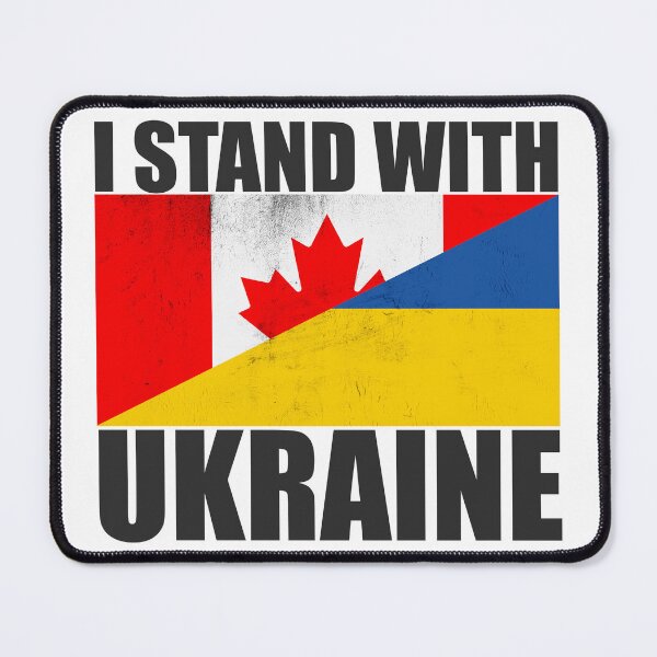 Item preview, Canada Stands With Ukraine - Vintage Flags and Black Text designed and sold by ForUkraine2022.
