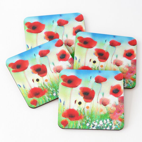 Item preview, Pretty abstract watercolor field of poppies designed and sold by CattlettArt.