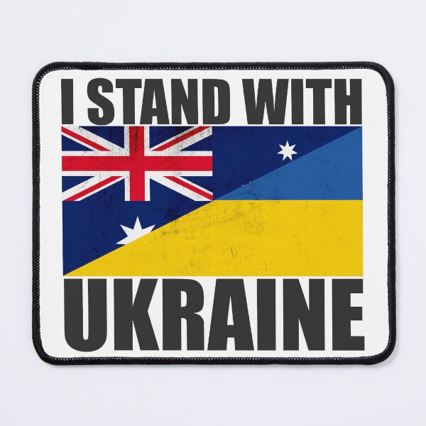 Item preview, Australia Stands With Ukraine - Vintage Flags and Black Text designed and sold by ForUkraine2022.