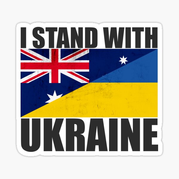 Item preview, Australia Stands With Ukraine - Vintage Flags and Black Text designed and sold by ForUkraine2022.