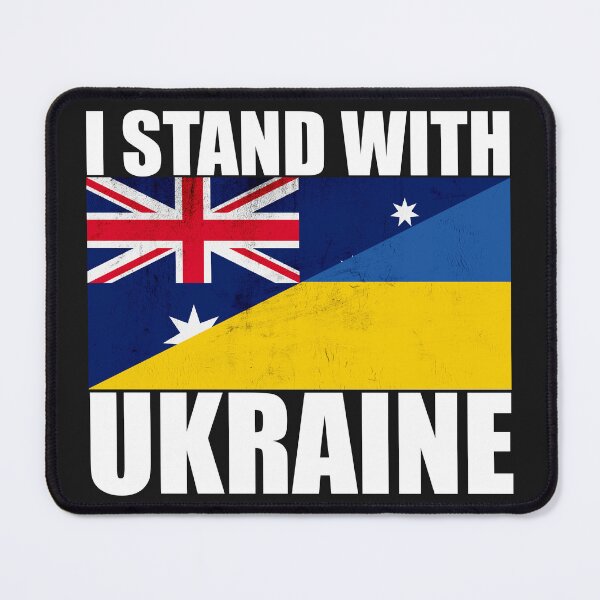 Item preview, Australians Stand With Ukraine - Vintage Flags and White Text designed and sold by ForUkraine2022.