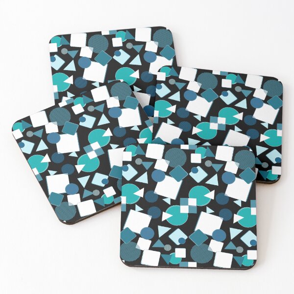 Item preview, Abstract yet Modern Abstract aqua, green and white Pattern on Black Background for Accessories and Home. designed and sold by tranquilbeach.