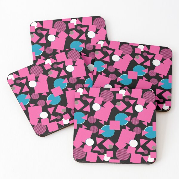 Item preview, Abstract yet Modern Abstract pink and aqua Pattern on Black Background for Accessories and Home. designed and sold by tranquilbeach.