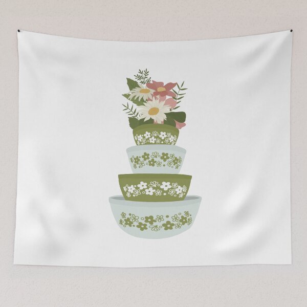 Item preview, Crazy Daisy Spring Blossom Pyrex Inspired Mixing Bowls designed and sold by ThriftedBurrow.