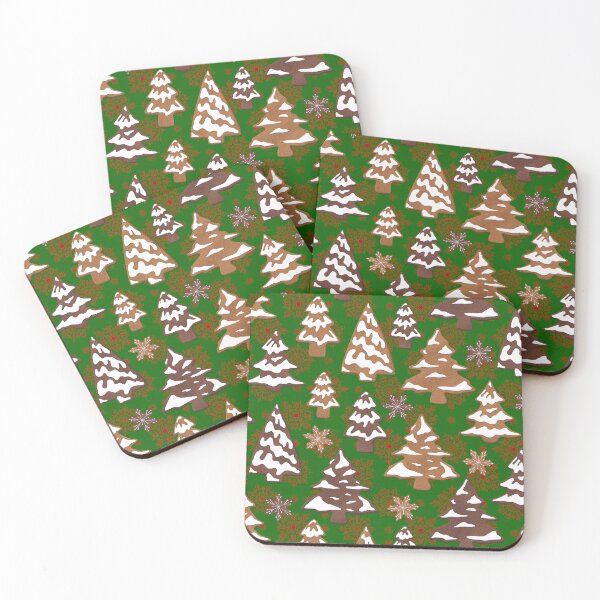 Item preview, Red and Green Snow Covered Christmas Tree Cookies designed and sold by WickedRefined - Nicole Demereckis.