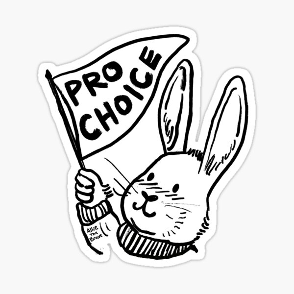 Pro Choice Bunny (Black Outline) Sticker