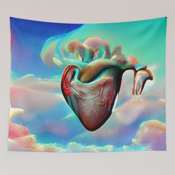 Item preview, heart art, abstract, blue  red pastel original art designed and sold by Surrealarts727.