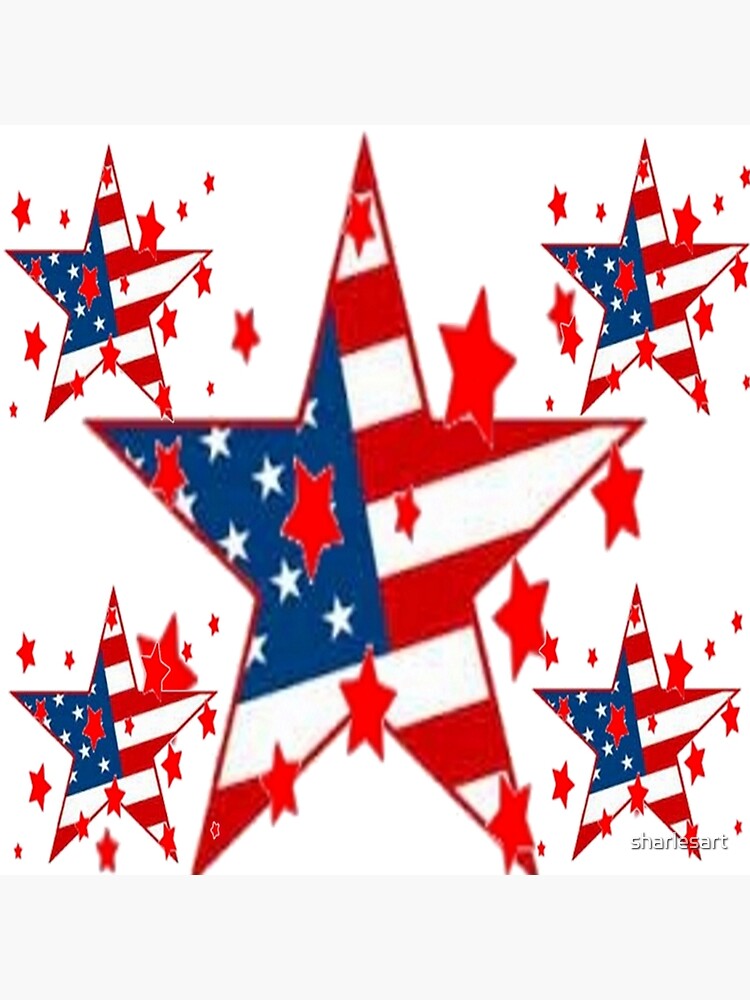 " AMERICANA STARS JULY 4TH PATRIOTIC WHITE ABSTRACT ART" Poster for