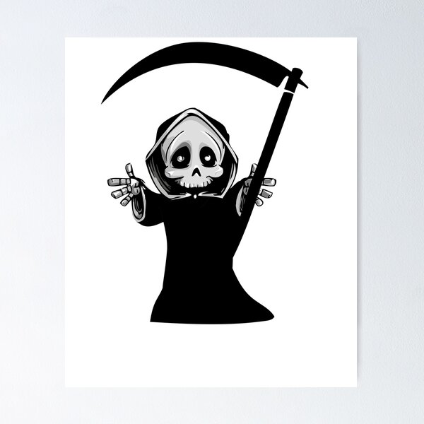 Premium Vector  Grim reaper death stoner skull halloween hand drawn  cartoon sticker icon concept illustration