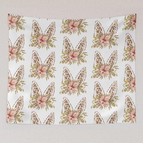 Item preview, Cute floral bunny ears watercolor illustration designed and sold by tiana-geo.
