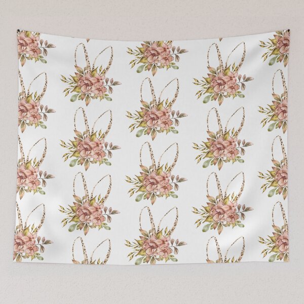 Item preview, Cute floral bunny ears watercolor illustration designed and sold by tiana-geo.