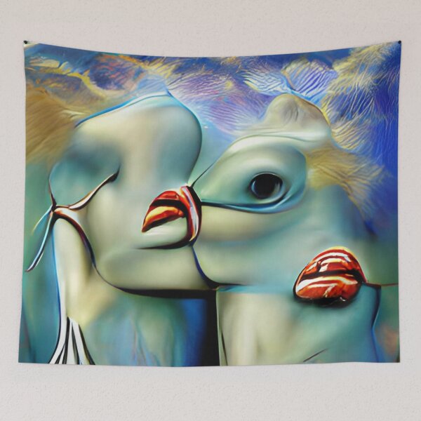 Artikelvorschau, rote lippen blauer himmel surreal abstrakt original art entworfen und verkauft von Surrealarts727.