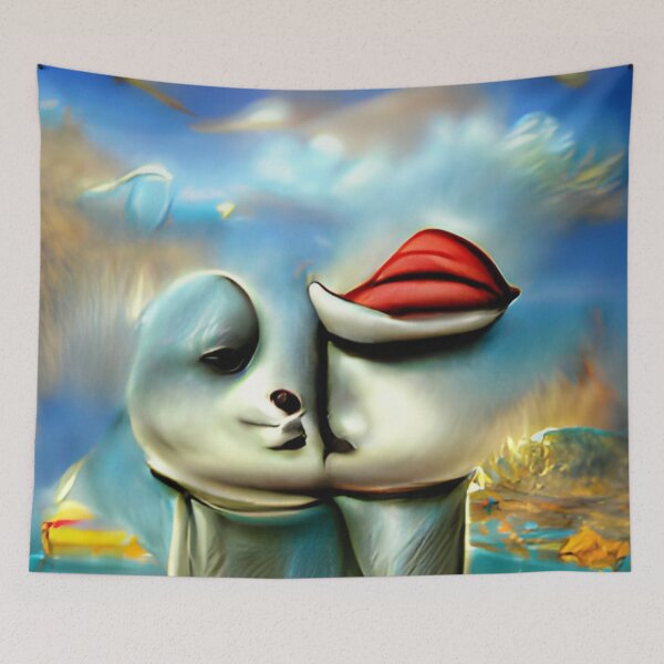 Artikelvorschau, rote lippen blauer himmel surreal abstrakt original art entworfen und verkauft von Surrealarts727.
