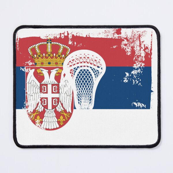 Item preview, Lacrosse Flag with Stickhead - Serbia designed and sold by Lax-Love.