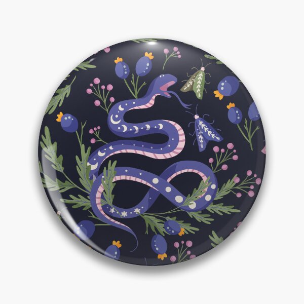 Item preview, Snake with moth and flowers garden floral vintage art designed and sold by Red-Ink.