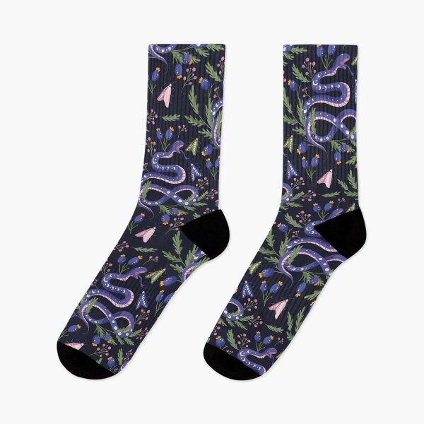 Item preview, Snake with moth and flowers garden floral vintage art designed and sold by Red-Ink.
