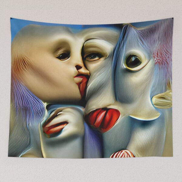 Artikelvorschau, rote lippen blauer himmel surreal abstrakt original art entworfen und verkauft von Surrealarts727.