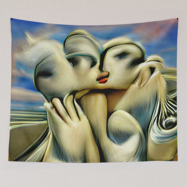 Artikelvorschau, rote lippen blauer himmel surreal abstrakt original art entworfen und verkauft von Surrealarts727.