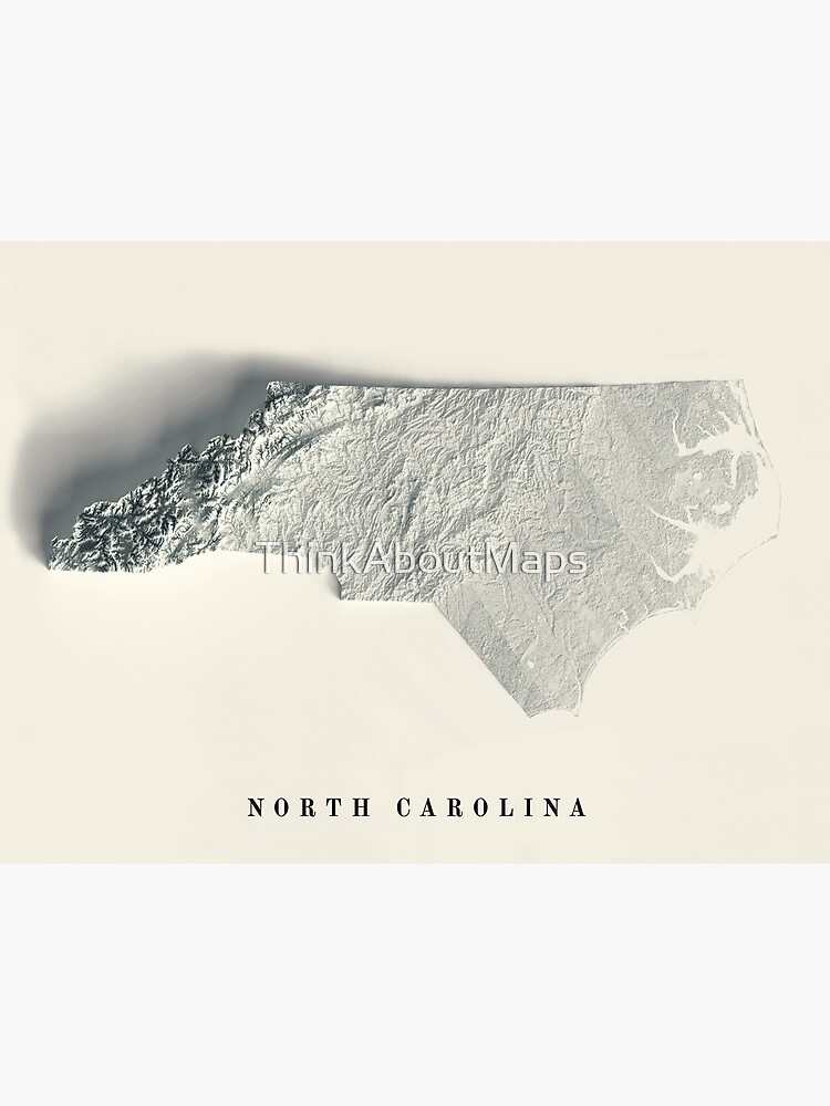 "North Carolina, USA Relief Map 3D digitallyrendered" Poster for Sale