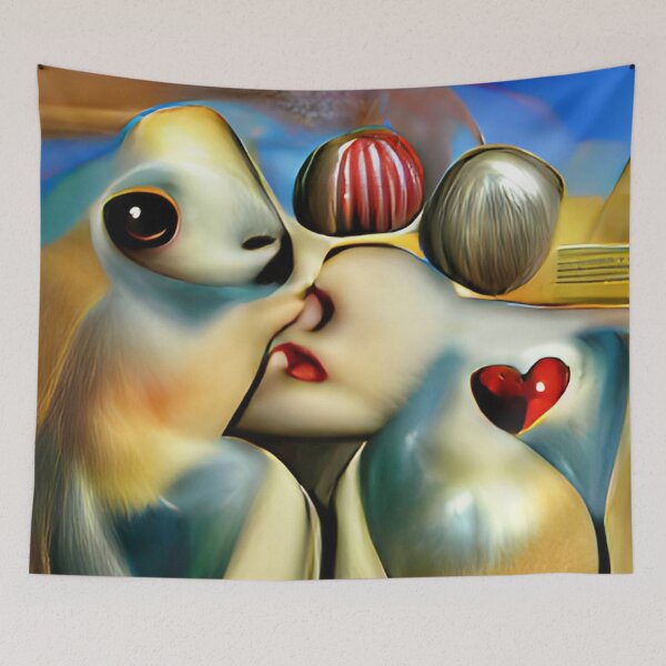 Artikelvorschau, rote lippen blauer himmel surreal abstrakt original art entworfen und verkauft von Surrealarts727.