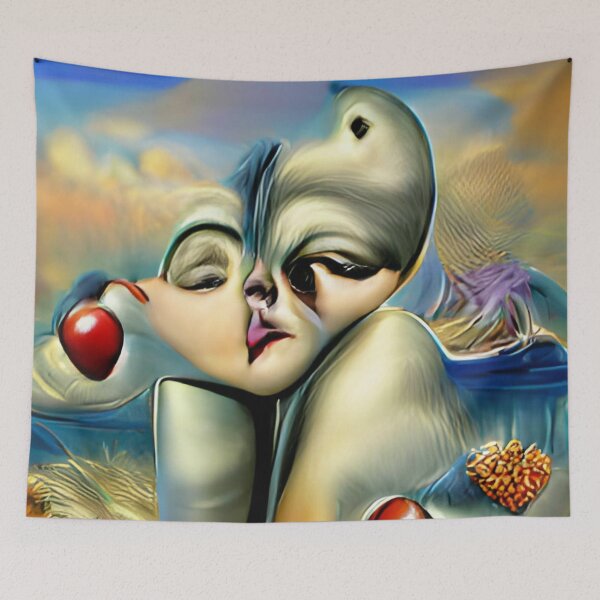 Artikelvorschau, rote lippen blauer himmel surreal abstrakt original art entworfen und verkauft von Surrealarts727.