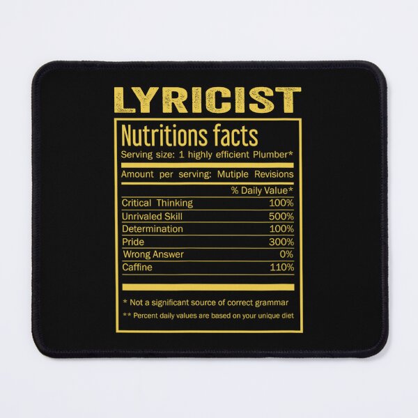 Item preview, Mens Womens lyricist birthday Gifts Shirt,Cool lyricist Funny Nutrition Facts Mens Womens Christmas Fathers Days Gift, lyricist Nutrition Facts designed and sold by xlnv.