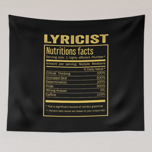 Item preview, Mens Womens lyricist birthday Gifts Shirt,Cool lyricist Funny Nutrition Facts Mens Womens Christmas Fathers Days Gift, lyricist Nutrition Facts designed and sold by xlnv.