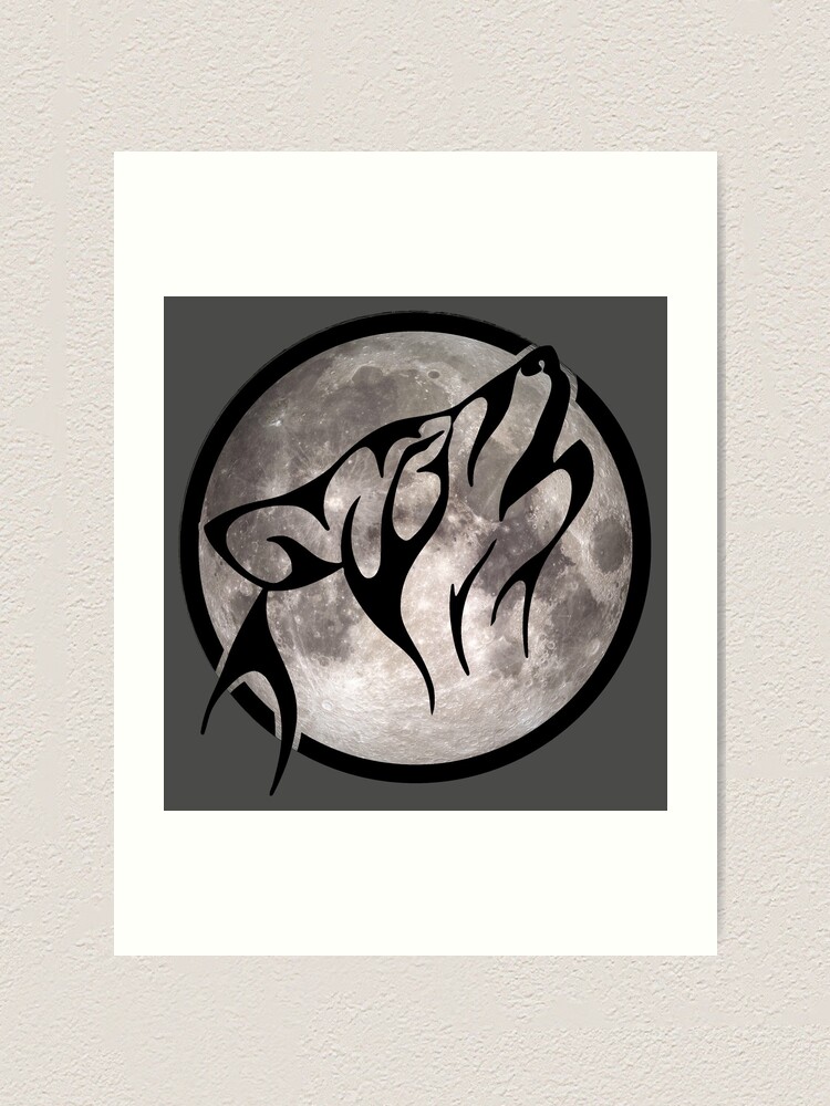 Lámina artística «Lobo tribal frente a la luna» de Delta12Designs |  Redbubble