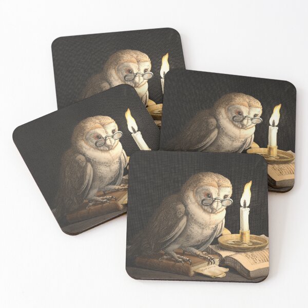 Item preview, Owl with spectacles, candle and books. designed and sold by Luggnagg.