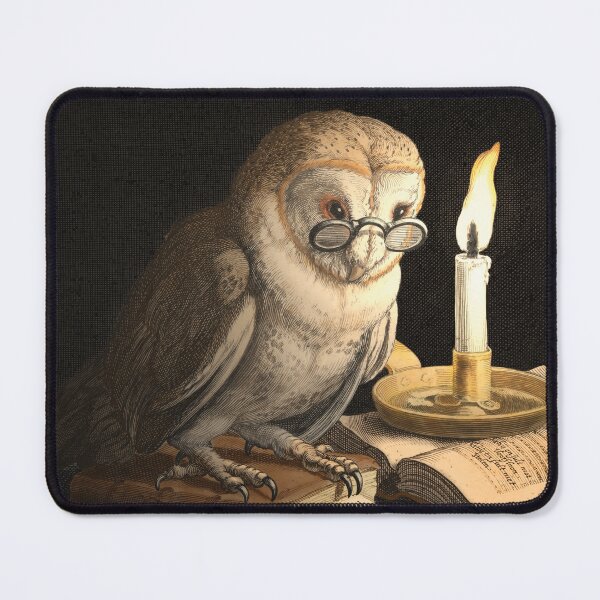 Item preview, Owl with spectacles, candle and books. designed and sold by Luggnagg.