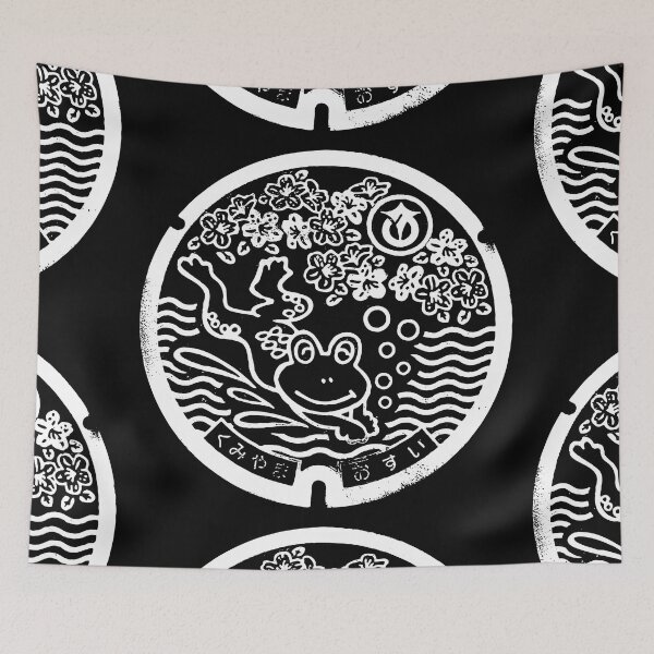 Item preview, Frog leaping on manhole in Japan - White designed and sold by mattraski.