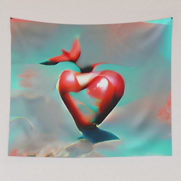 Item preview, heart art, abstract, blue red pastel original art designed and sold by Surrealarts727.