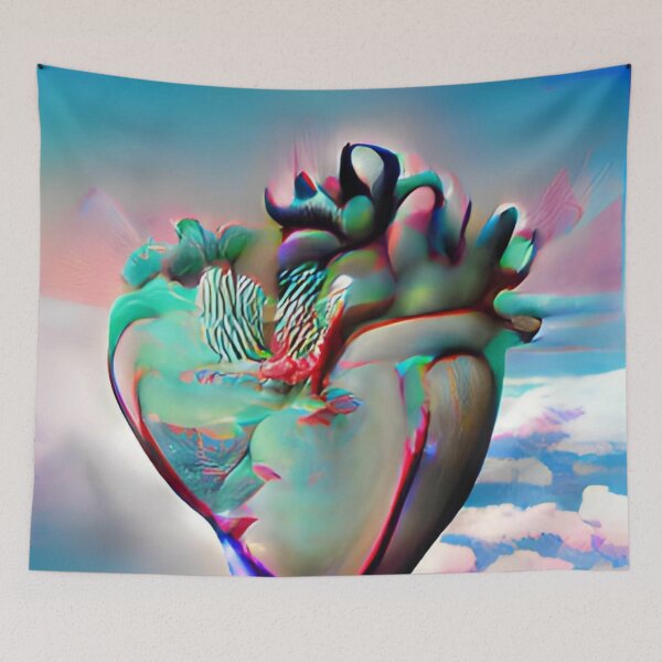 Item preview, heart art, abstract, blue red pastel original art designed and sold by Surrealarts727.