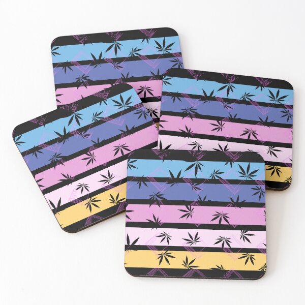Item preview, Abstract Black Cannabis in Horizontal Multicolored Stripes designed and sold by introvy.