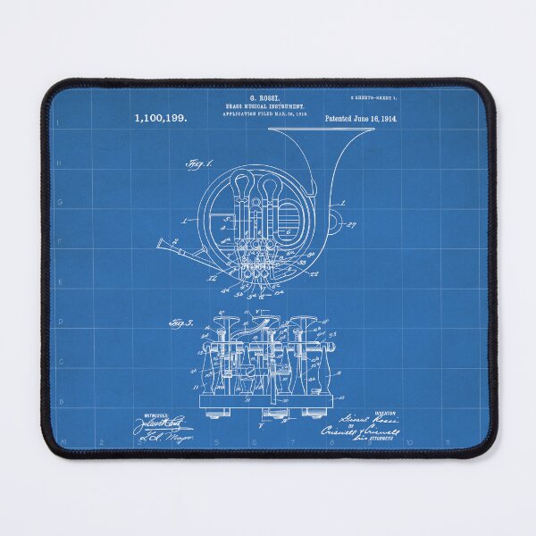 Item preview, French Horn Patent - Horn Player Art - Blueprint designed and sold by patentpress.