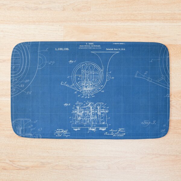 Item preview, French Horn Patent - Horn Player Art - Blueprint designed and sold by patentpress.