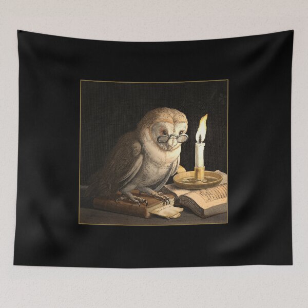 Item preview, Owl with spectacles, candle and books. designed and sold by Luggnagg.