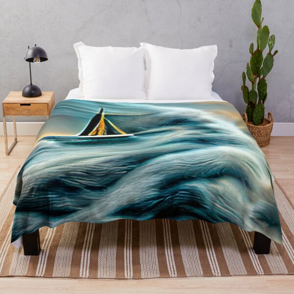 Item preview, dark yellow sailboat on storm waves surreal original art designed and sold by Surrealarts727.