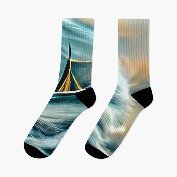 Item preview, dark yellow sailboat on storm waves surreal original art designed and sold by Surrealarts727.