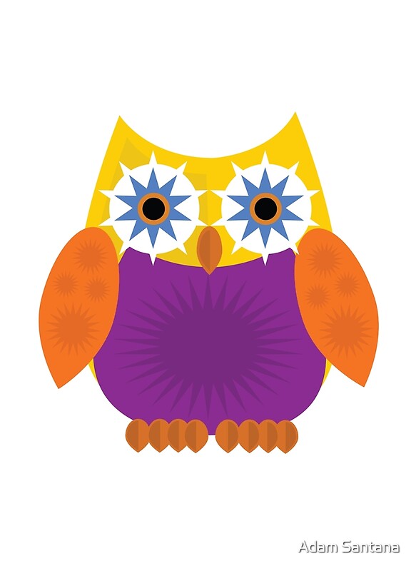 "Star Owl - Yellow Orange Purple" by Adam Santana | Redbubble